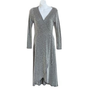 Caution to the wind wrap up striped black and white dress size S @R